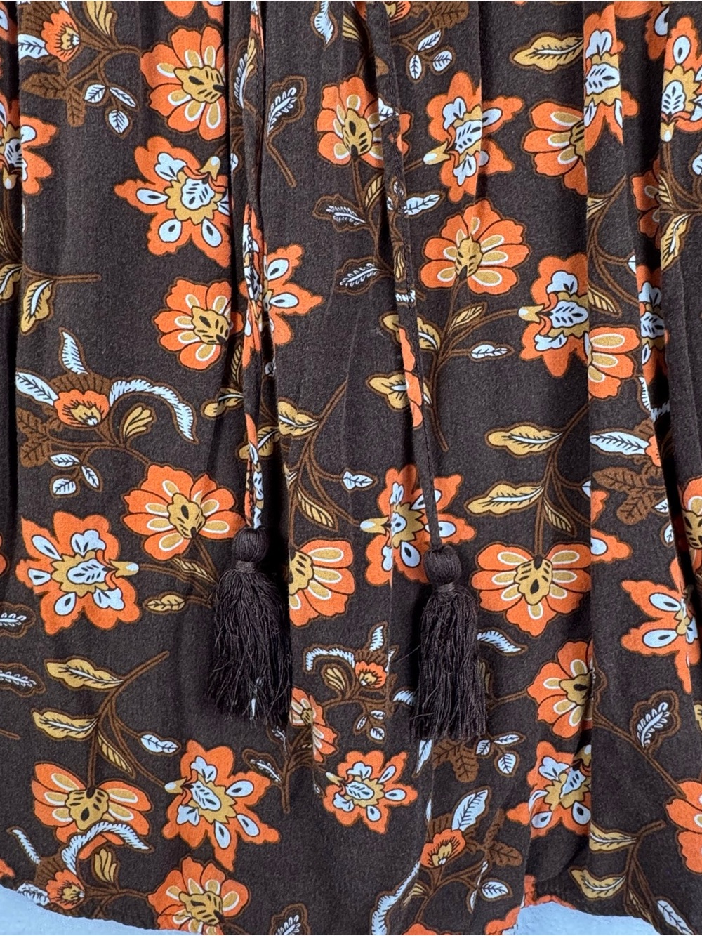 Grace + Karma Boho Floral Peasant Blouse Tassel Tie Statement Sleeves 2X - Picture 4 of 8